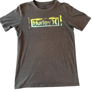Hurley Youth X-Large Short Sleeve T-Shirt - Gray with Green/Yellow Logo